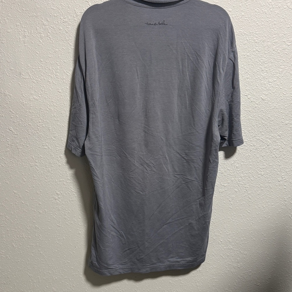 TravisMathew Mens Grey Heather Chest Stripe Short‎ Sleeve Golf Polo Shirt Size L - Picture 6 of 6